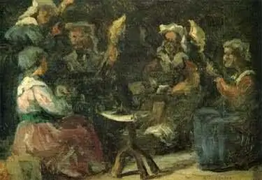 mulleres fabricando fío