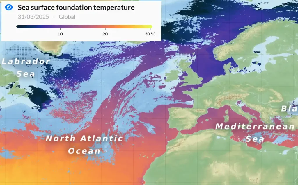 temperatura da superficie do mar
